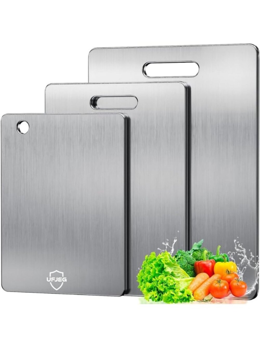 3 PCS Non-Toxic Double-Sided Titanium Cutting Boards for Kitchen & Camping